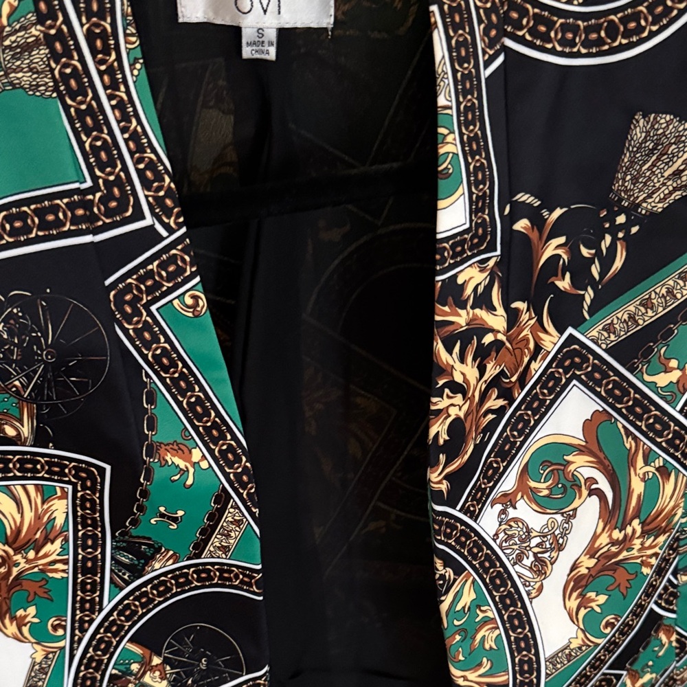 Ovi Women's Elegant Baroque Blazer - Black, Green, Gold - Picture 5 of 8